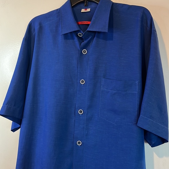 Signum Mens Tencel and Linen Button Up Short Sleeve Shirt - Picture 4 of 8